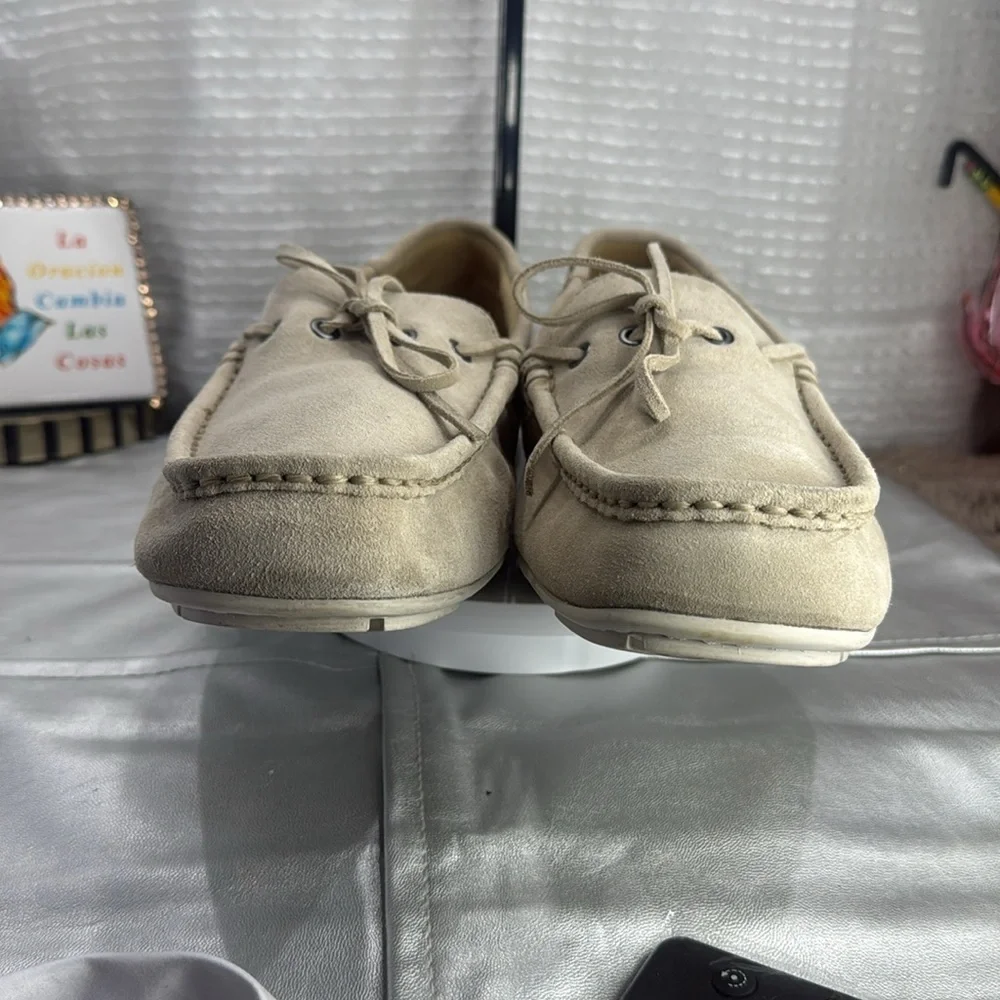 (W9) Men's Rockport Light Beige Suede Driving Moccasin Shoes-V73208- Size 13M